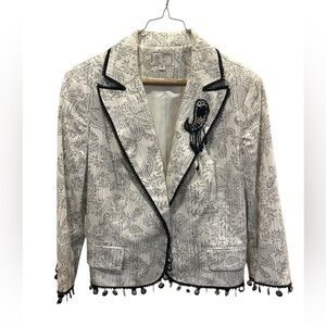 Alberto Malaki Black White bePaisley Blazer Jacket size 12
